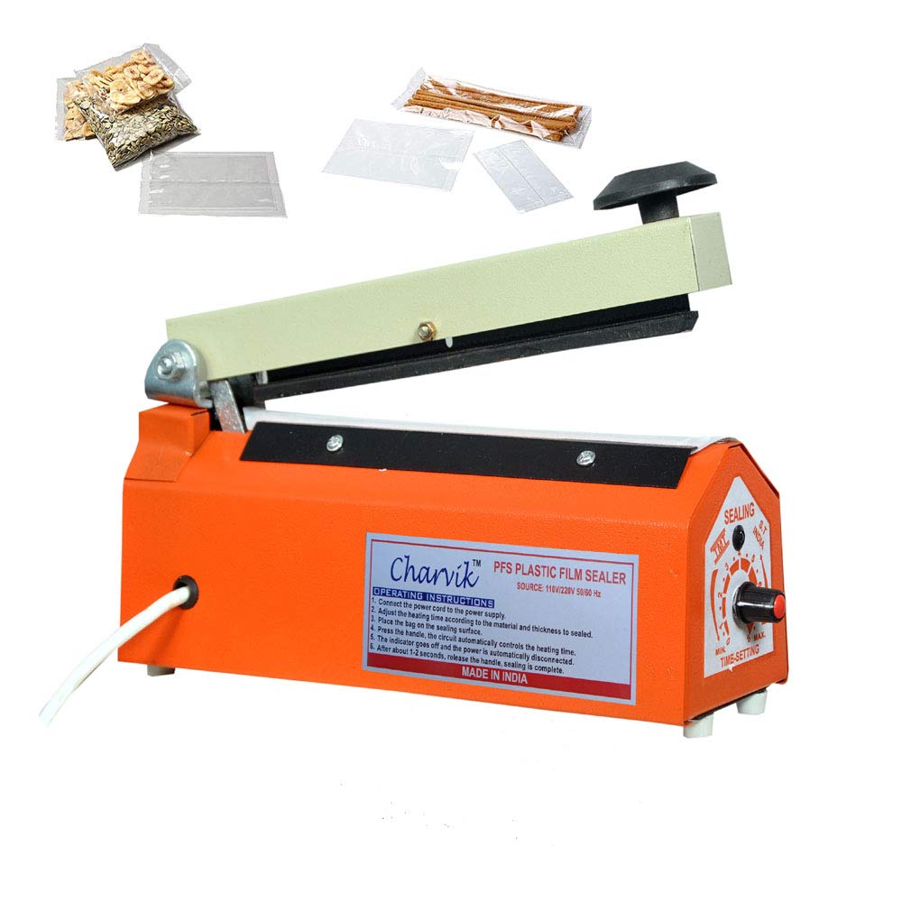 Charvik 8 Inches Plastic Vacuum Manual Hand Sealing Machine Heat Impulse Sealer (Multicolour)