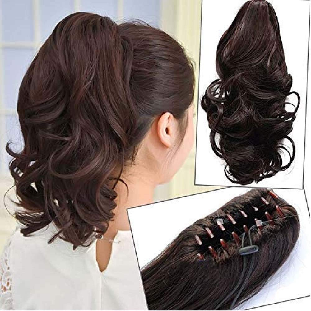 Charvik Hair Extensions And Wigs Synthetic Straight-Curls Ponytail with Clip Hair Extension Wig for Women