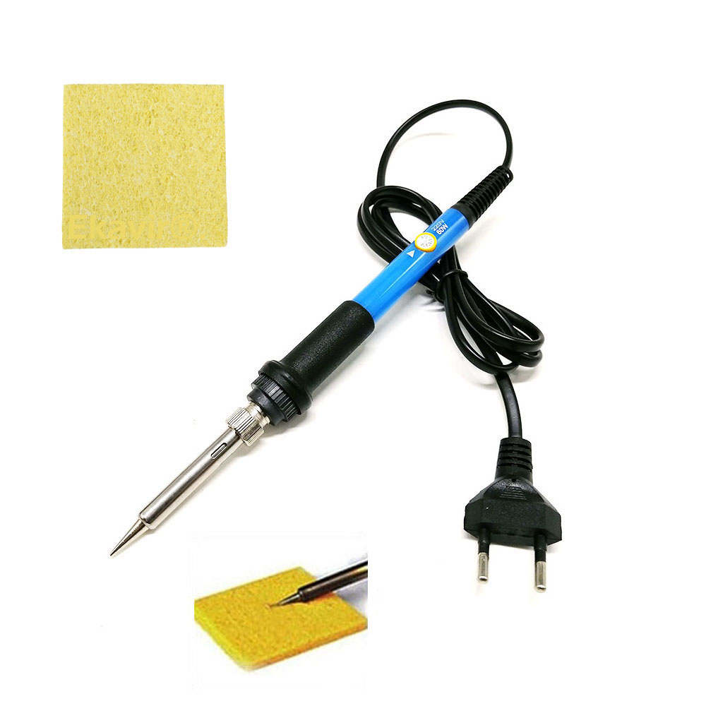 Ekavir Soldering Iron Adjustable Temperature With Cleaning Sponge for Tip Cleaner (60 Watt; Multicolor)