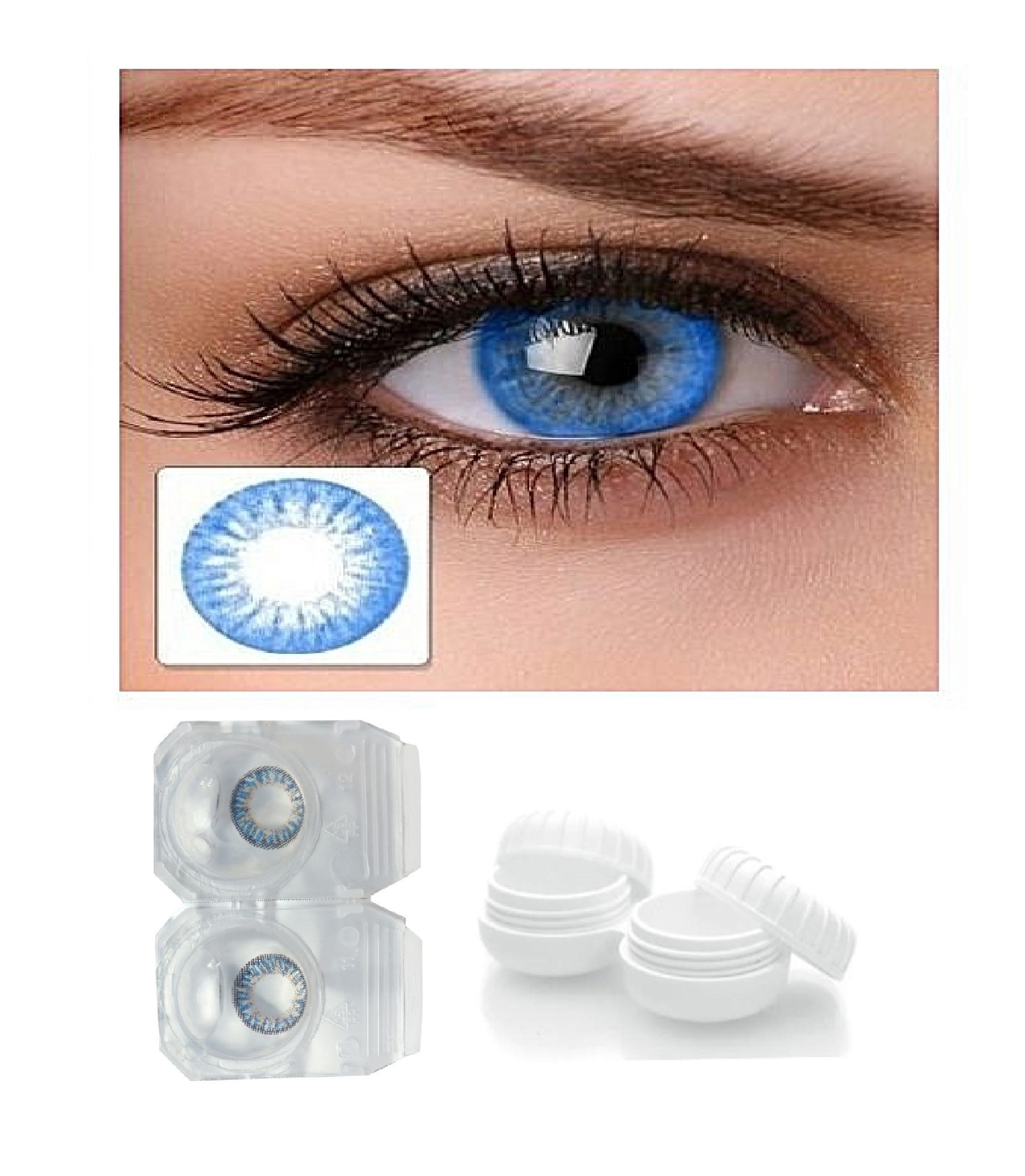 Coloured Contact Lenses Without Power, Weekly ( Sky Blue )